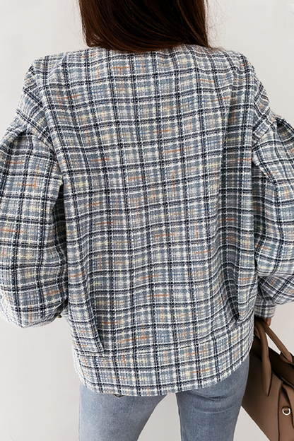 Prendas de abrigo informales con cuello redondo y hebilla a cuadros