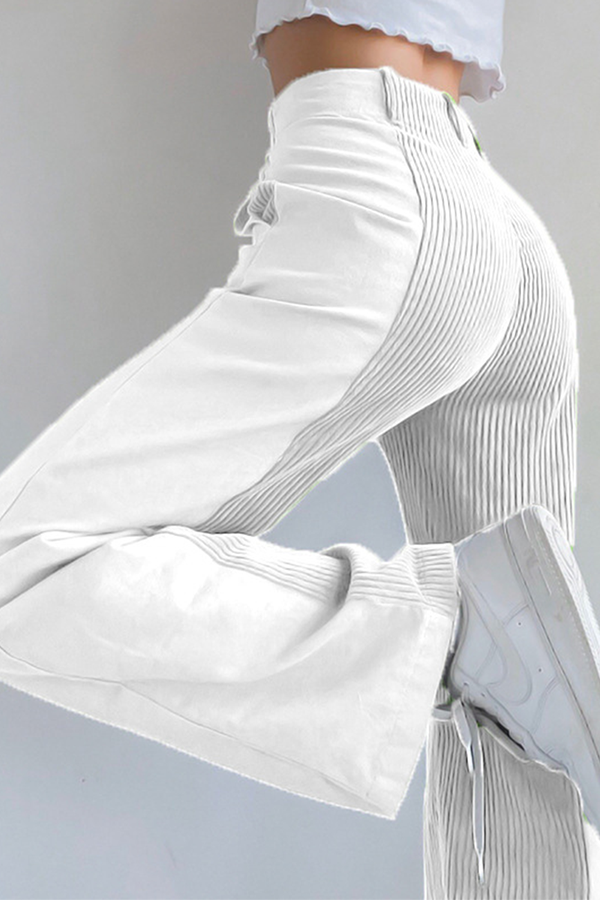 Pantalones casuales de patchwork de cintura alta con contraste (6 colores)