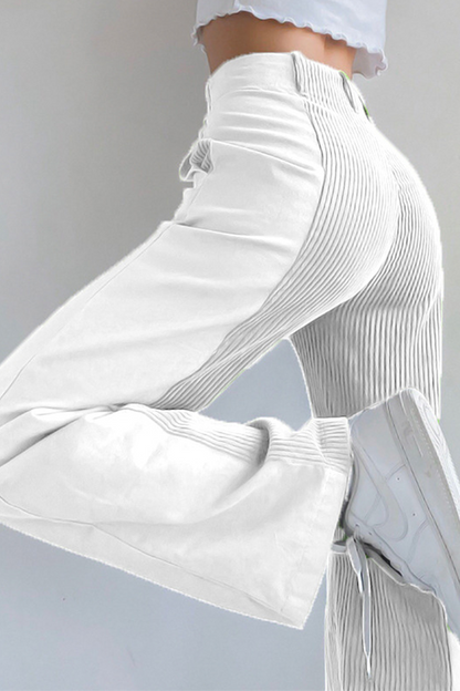 Pantalones casuales de patchwork de cintura alta con contraste (6 colores)