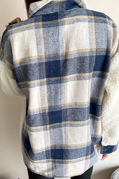 Prenda de abrigo informal con cuello vuelto, hebilla y bolsillo de leopardo a cuadros (6 colores)