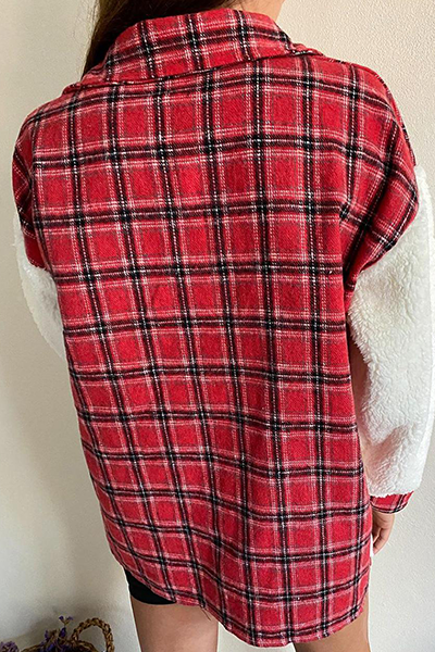 Prenda de abrigo informal con cuello vuelto, hebilla y bolsillo de leopardo a cuadros (6 colores)