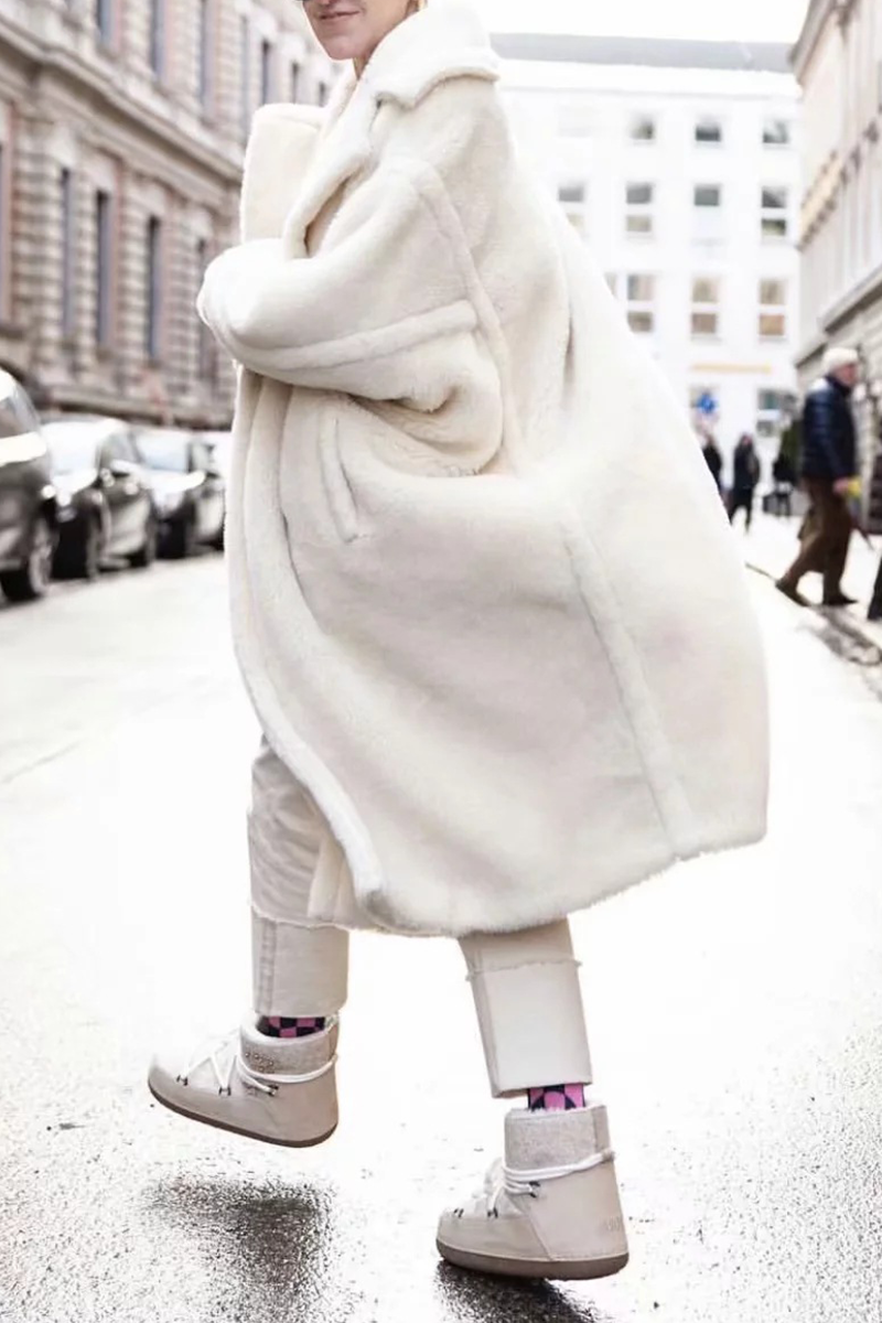 Prendas de abrigo informales con cuello vuelto y parches sólidos