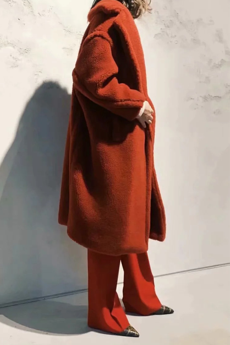 Prendas de abrigo informales con cuello vuelto y parches sólidos