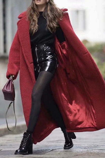 Prendas de abrigo informales con cuello vuelto y parches sólidos