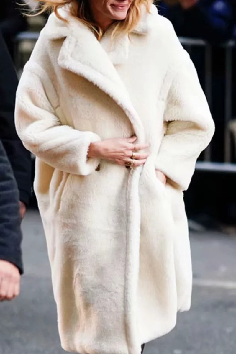 Prendas de abrigo informales con cuello vuelto y parches sólidos