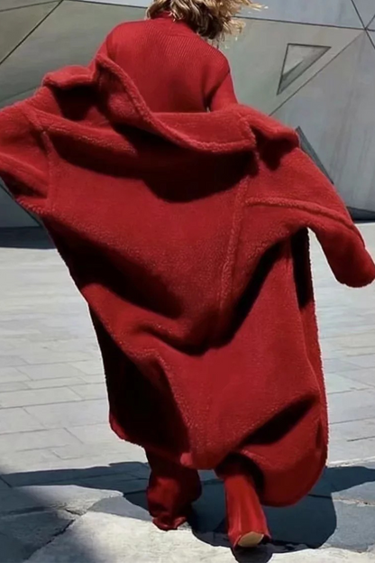 Prendas de abrigo informales con cuello vuelto y parches sólidos