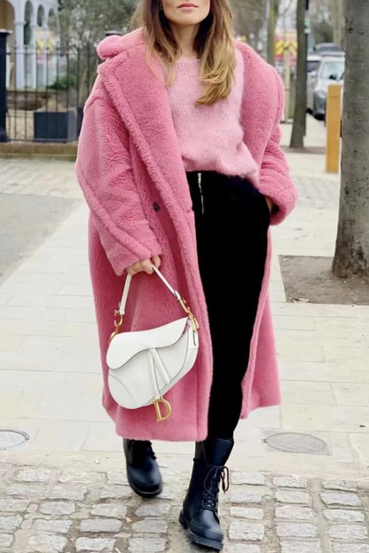 Prendas de abrigo informales con cuello vuelto y parches sólidos