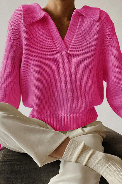 Suéteres casuales de cuello vuelto con parches sólidos (4 colores)