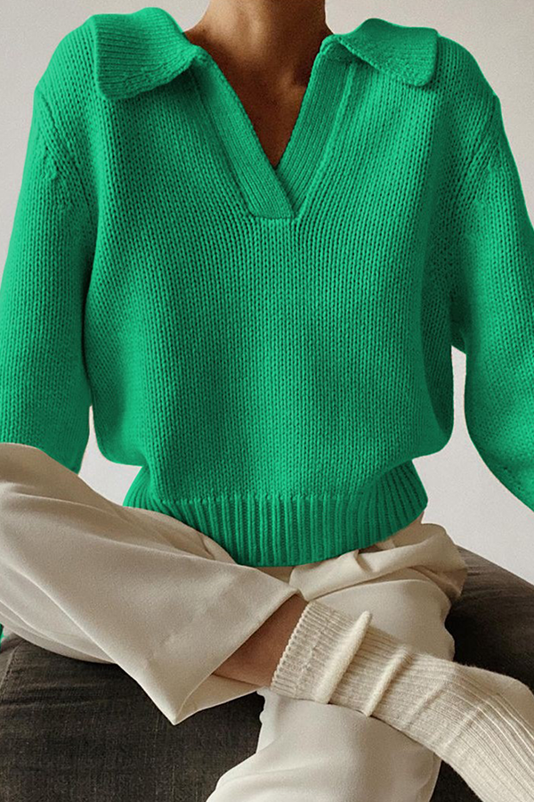 Suéteres casuales de cuello vuelto con parches sólidos (4 colores)