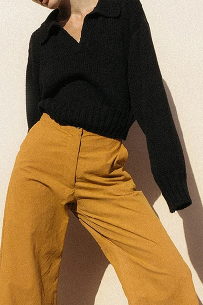 Suéteres casuales de cuello vuelto con parches sólidos (4 colores)