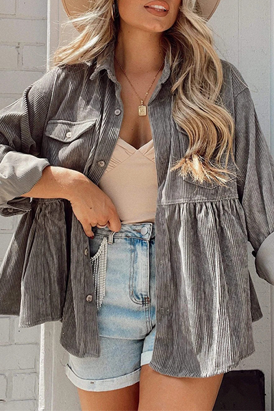Prendas de abrigo informales de moda con cuello vuelto y hebilla sólida