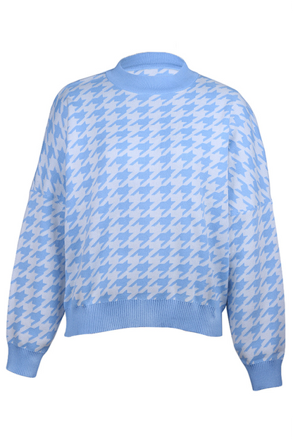 Suéter de cuello redondo con contraste de patchwork geométrico de moda urbana (3 colores)