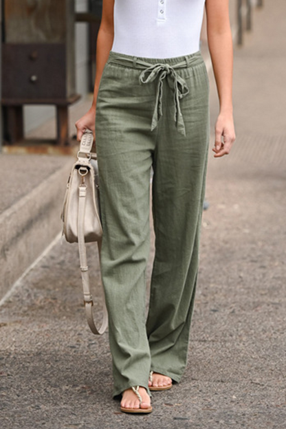 Casual Solid Split Joint Basic Loose Straight Solid Color Bottoms(6 colors)