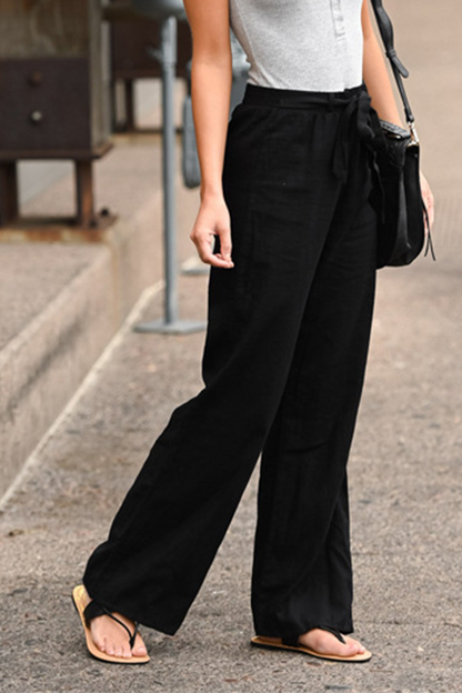 Casual Solid Split Joint Basic Loose Straight Solid Color Bottoms(6 colors)
