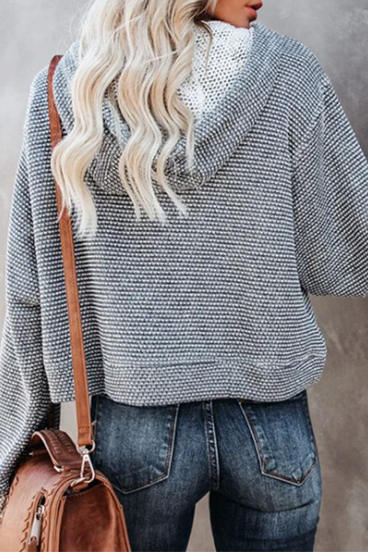 Tops casuales con capucha, cuello y cordón ajustable de patchwork