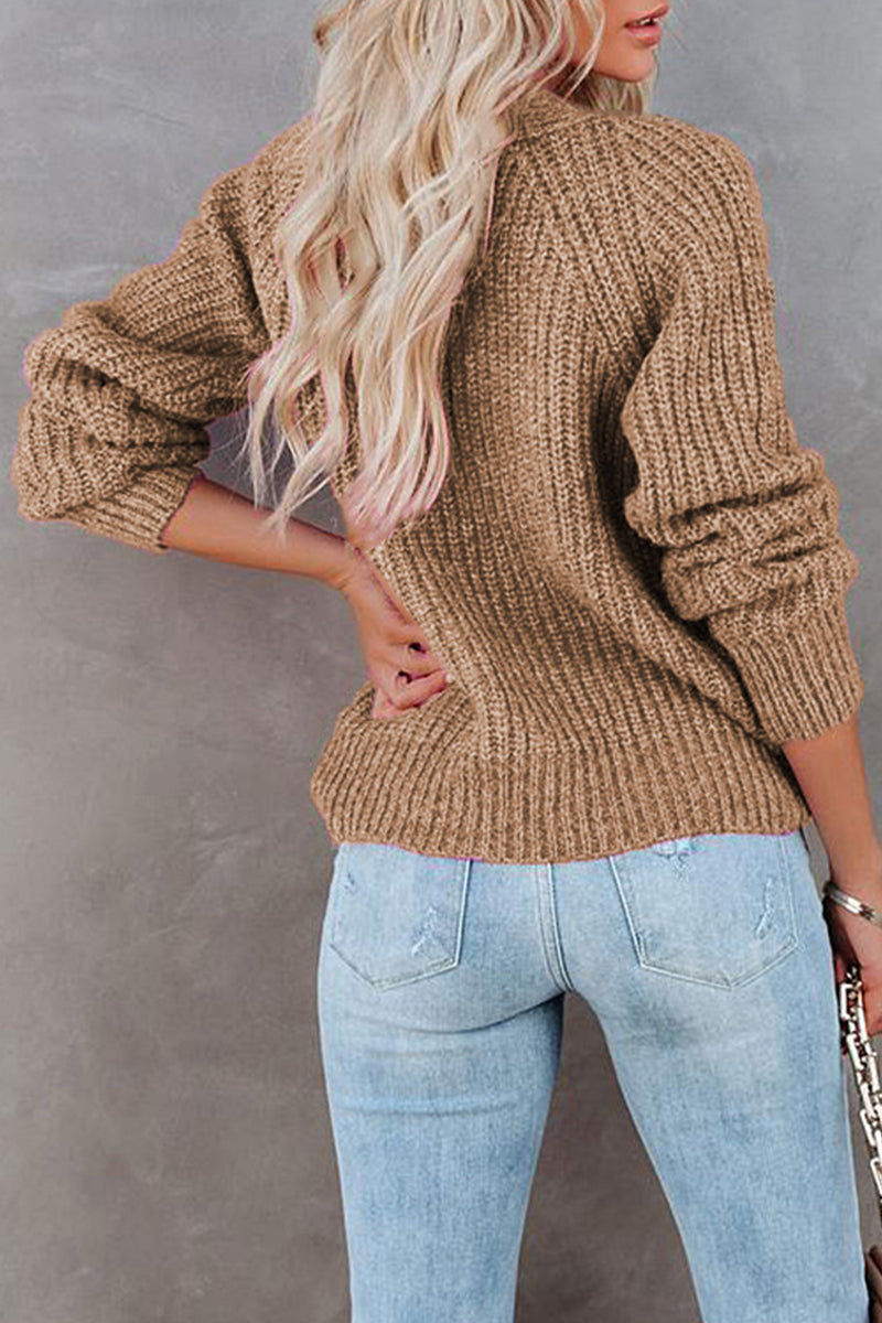 Tops casuales de cuello en V con botones y bolsillos sólidos
