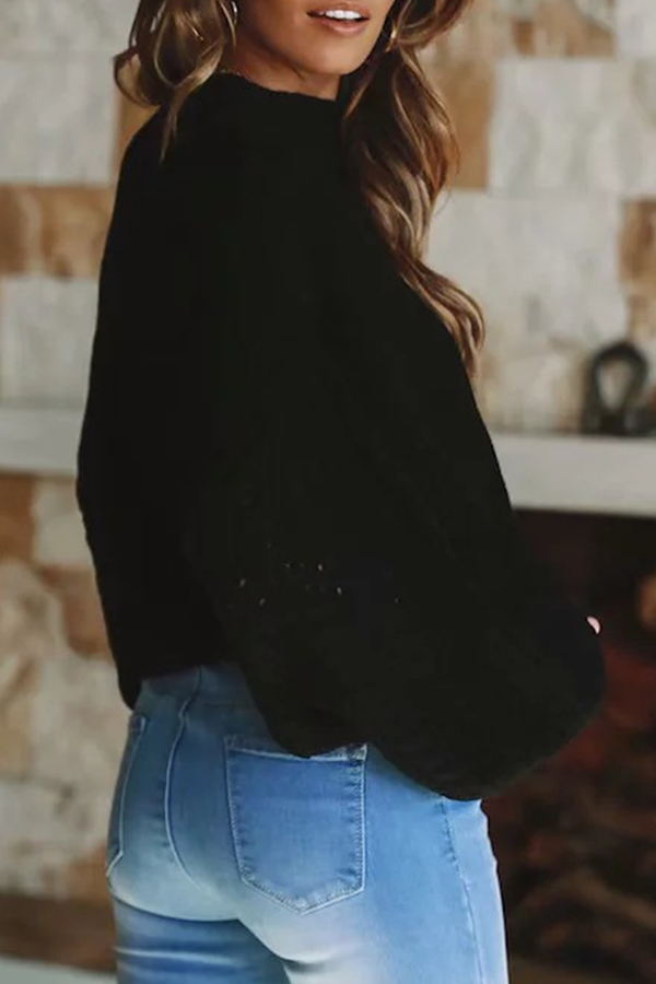 Suéter informal de cuello alto con parches sólidos (3 colores)