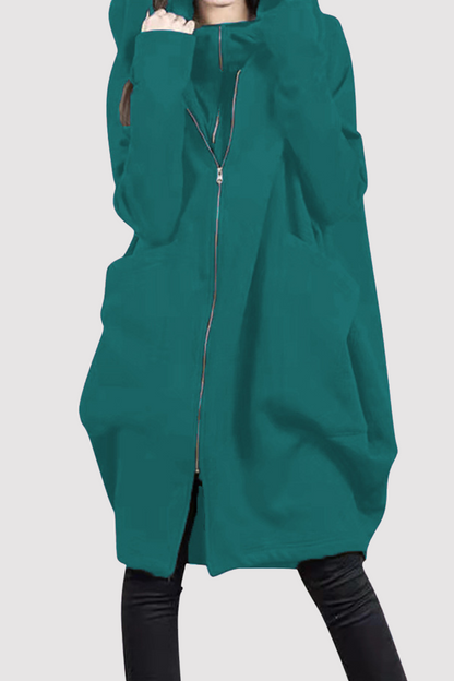 Prendas de abrigo informales con capucha, cuello y cremallera, con bolsillos sólidos (8 colores)