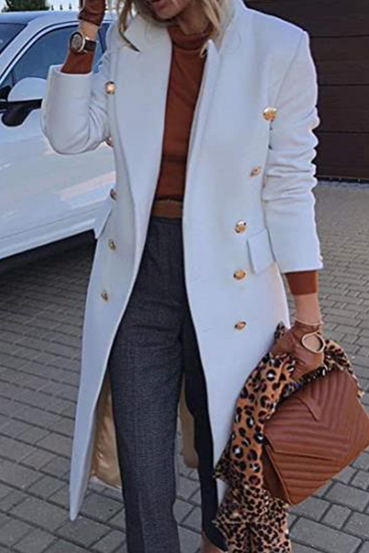 Elegante prenda exterior con cuello vuelto y hebilla de patchwork (4 colores)