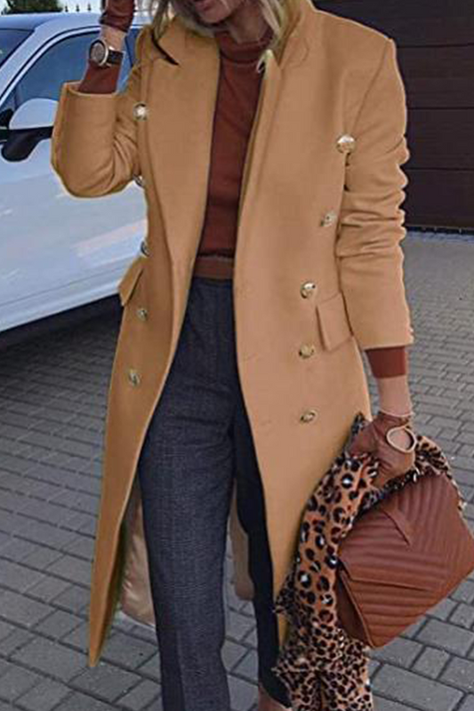 Elegante prenda exterior con cuello vuelto y hebilla de patchwork (4 colores)
