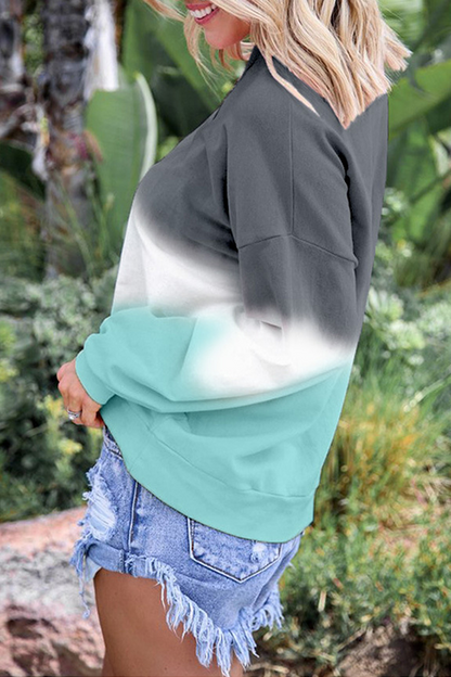 Casual Gradual Change Basic Contrast O Neck Tops（12 colors）