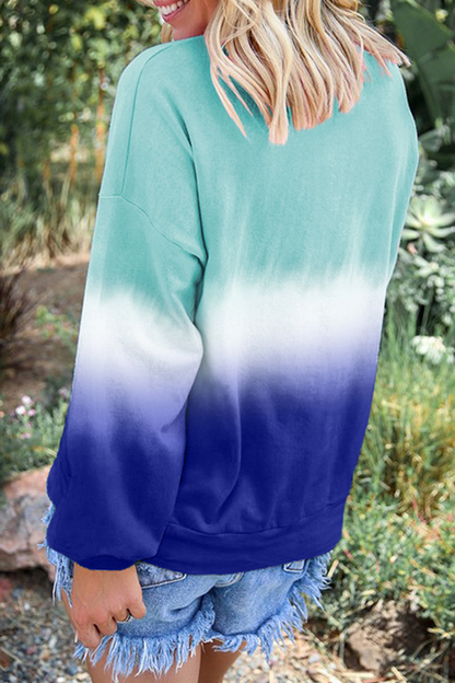 Casual Gradual Change Basic Contrast O Neck Tops（12 colors）