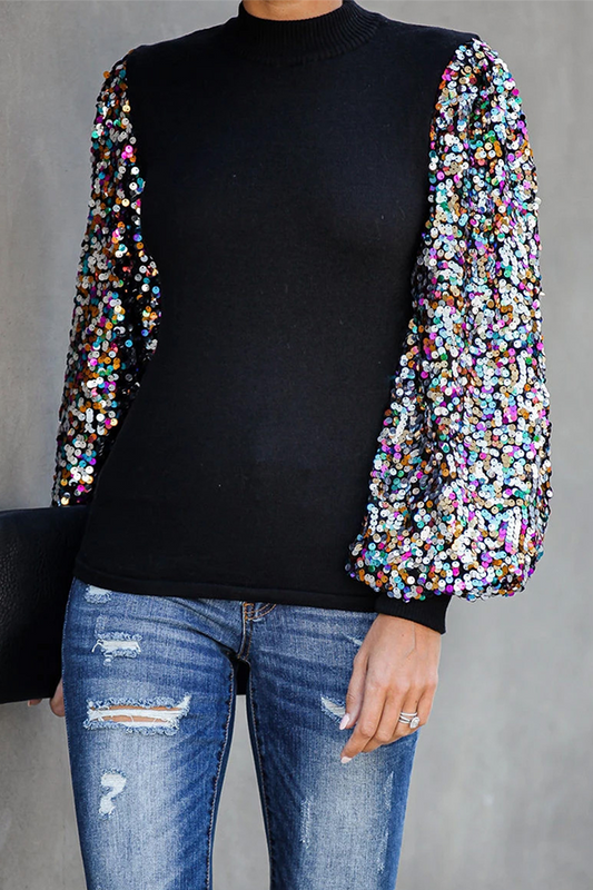 Fashion Casual Patchwork Sequins Half A Turtleneck Tops£¨6 colors£©