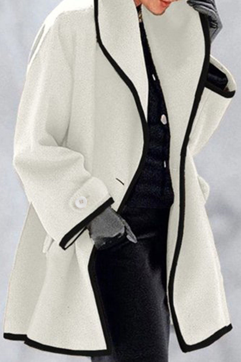 Fashion Casual Solid Patchwork Hooded Collar Outerwear