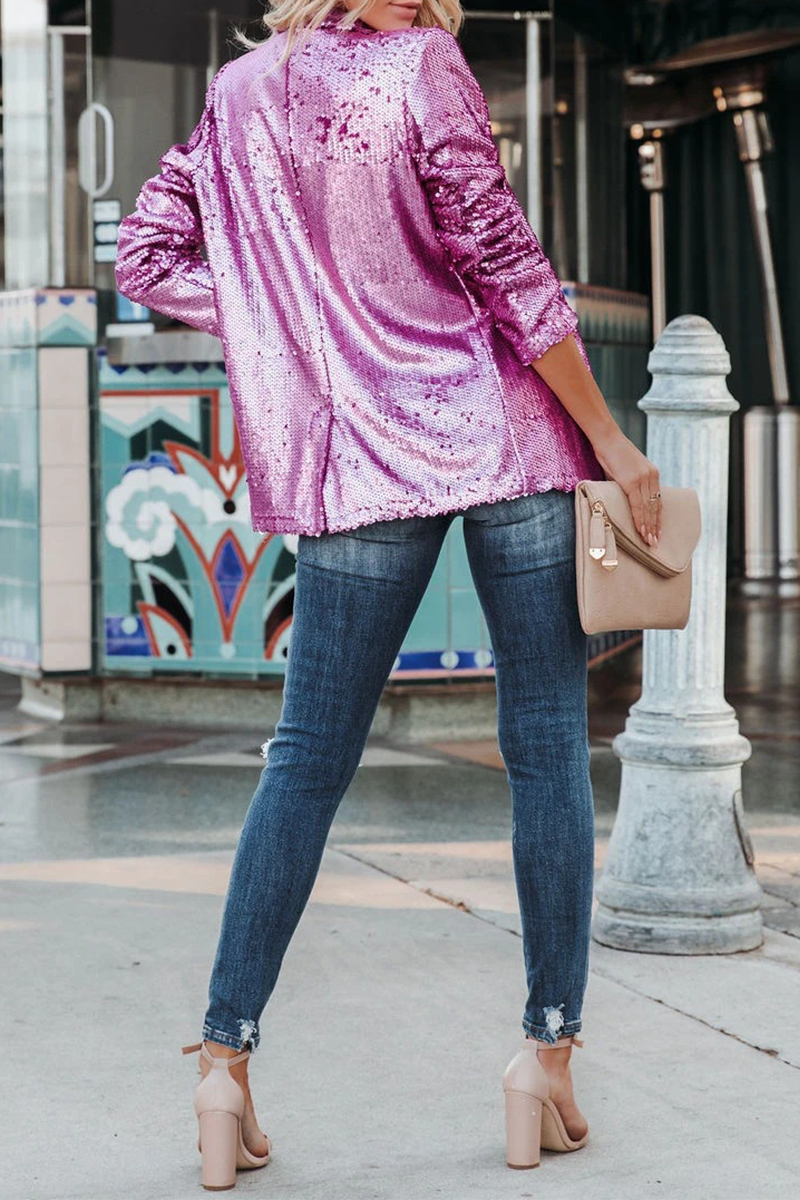 Prenda exterior tipo cárdigan con cuello de lentejuelas y patchwork urbano (4 colores)
