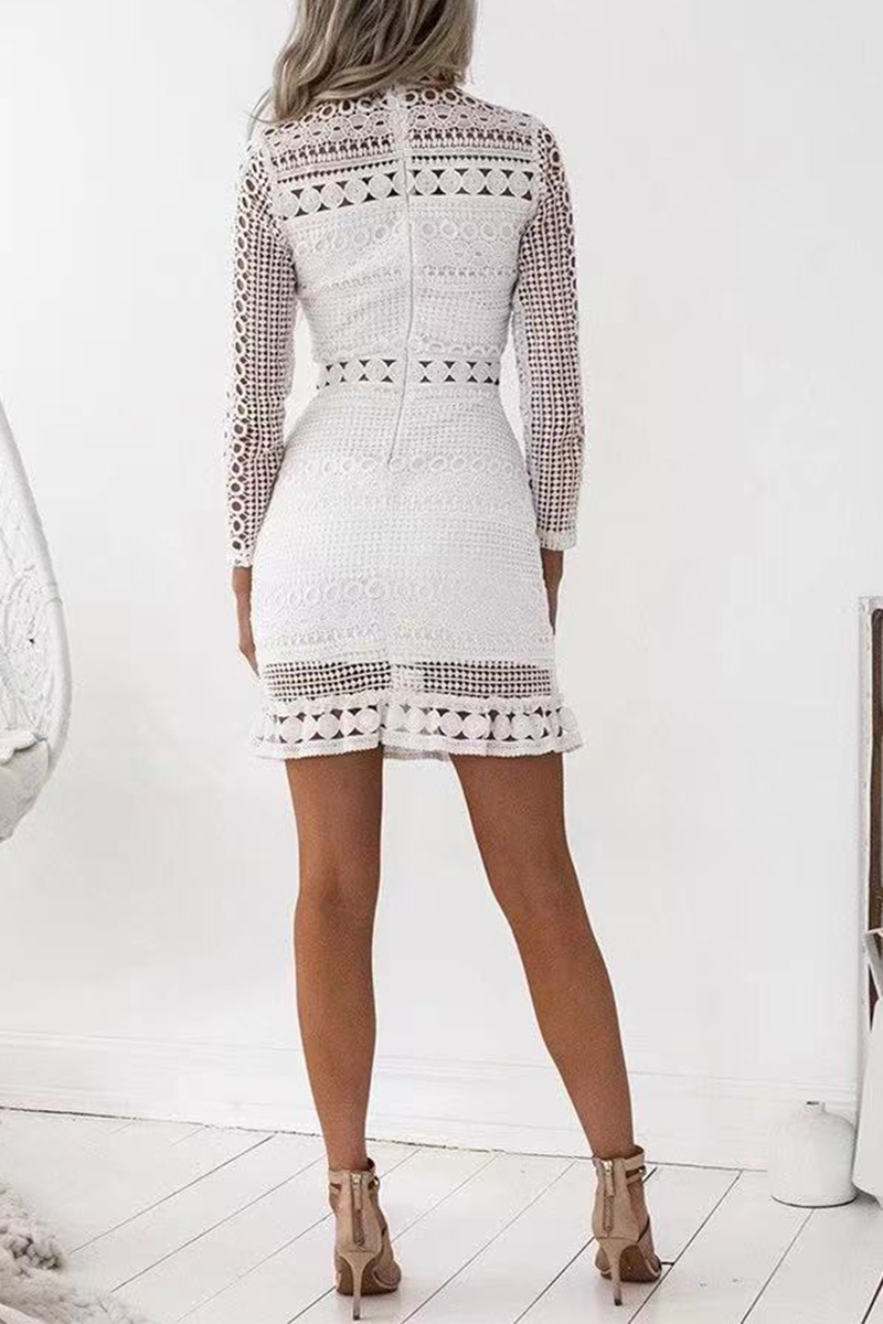 Vestidos casuales de sirena con cuello alto, de corte trompeta, lisos y ahuecados