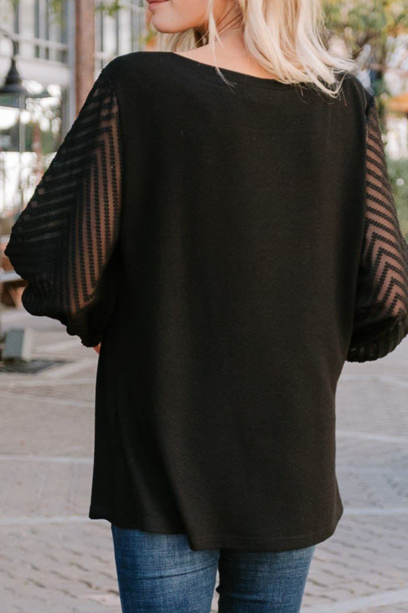 Fashion Solid Patchwork O Neck Tops