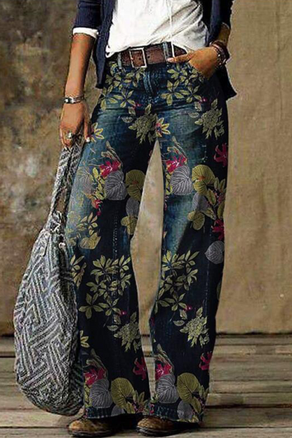 Vaqueros de mezclilla con corte de bota, cintura media y estampado de patchwork informal (5 colores)