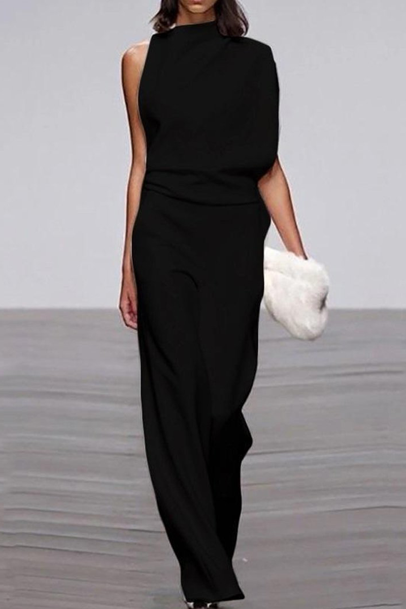 Monos casuales de cuello alto con parches lisos y corte de bota (12 colores)