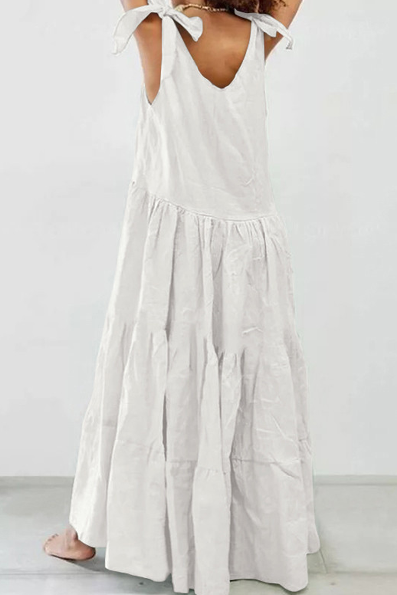 Vestidos casuales de patchwork liso con cuello redondo y falda pastel (5 colores)