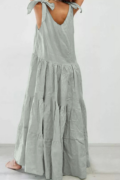 Vestidos casuales de patchwork liso con cuello redondo y falda pastel (5 colores)