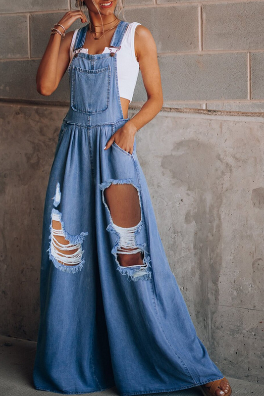 Monos holgados informales de cuello cuadrado con parches sólidos