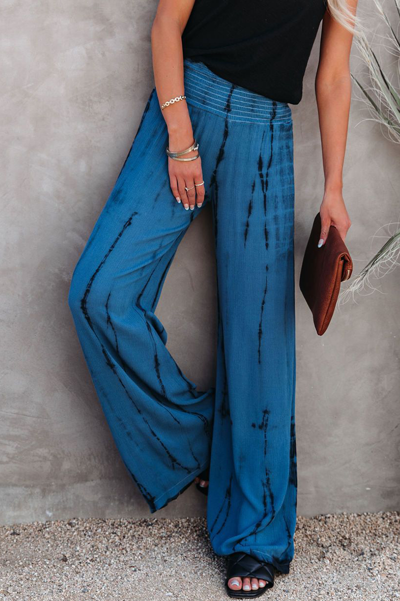 Casual Print Patchwork Straight High Waist Wide Leg Full Print Bottoms