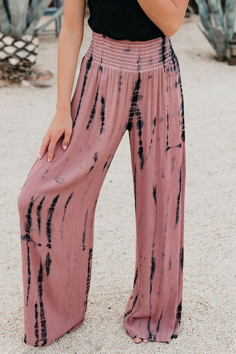 Casual Print Patchwork Straight High Waist Wide Leg Full Print Bottoms(7 colors)
