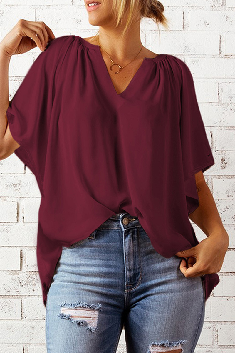 Camisetas casuales con cuello en V y abertura en la parte superior (6 colores)