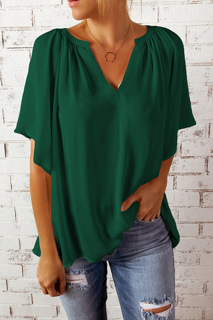 Casual Solid Split Joint V Neck T-Shirts(6 colors£©