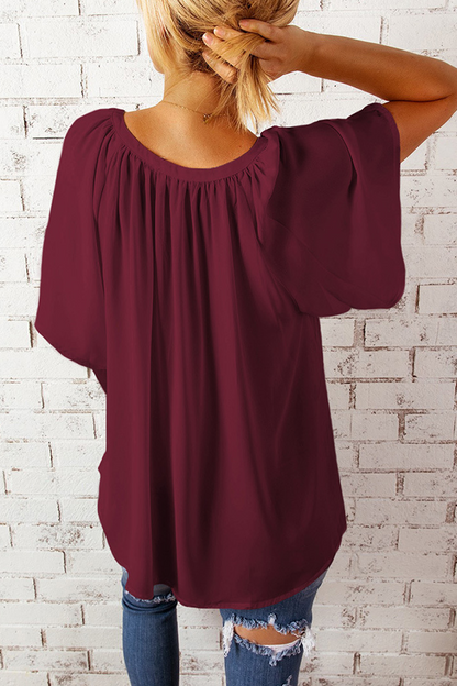 Camisetas casuales con cuello en V y abertura en la parte superior (6 colores)