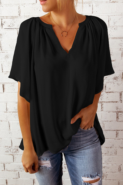 Camisetas casuales con cuello en V y abertura en la parte superior (6 colores)
