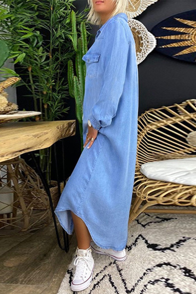 Casual Solid Turndown Collar Irregular Dress Dresses(3 Colors)