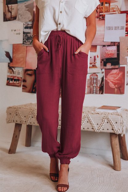 Casual Solid Patchwork Harlan Mid Waist Harlan Solid Color Bottoms