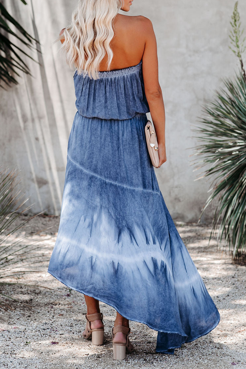 Vestidos casuales con falda de pastel, sin tirantes, con abertura en la parte superior, lisos