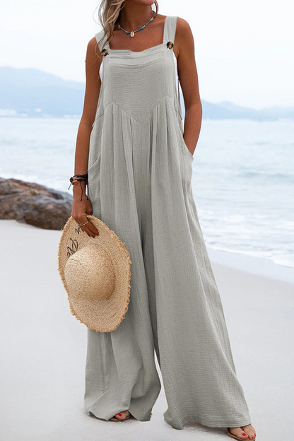 Monos casuales holgados con cuello cuadrado y abertura en la parte delantera (13 colores)