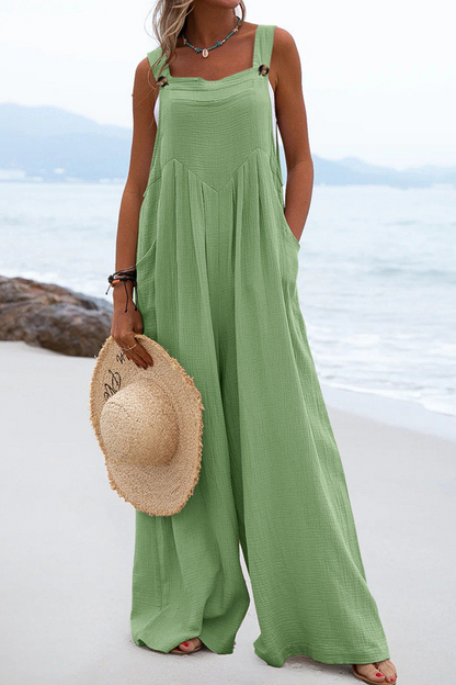 Monos casuales holgados con cuello cuadrado y abertura en la parte delantera (13 colores)