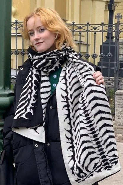 Punk Y2K Dark Harajuku Jacquard Knit Warm Scarf