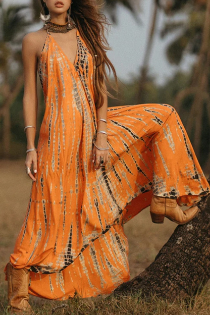 Fashion Print Halter Straight Dresses(3 Colors)