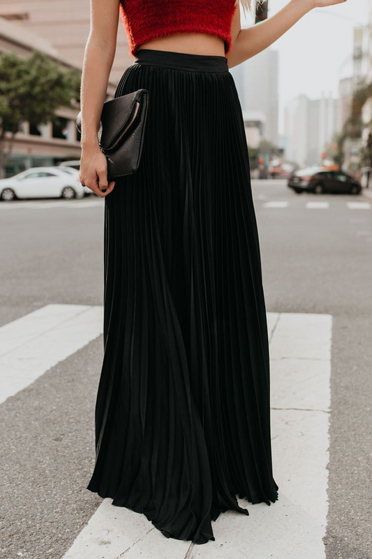 Fashion Solid Fold Loose High Waist Type A Solid Color Bottoms Dress(4 Colors)